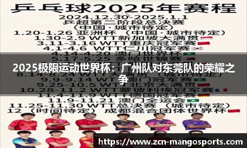 2025极限运动世界杯：广州队对东莞队的荣耀之争